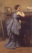 Jean Baptiste Camille  Corot WOman in Blue oil